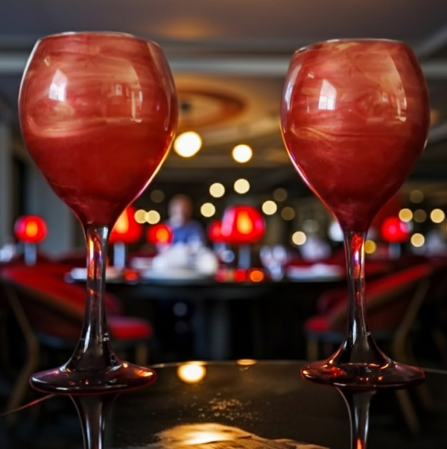 Crimson Pearl Custom Resin Wine Glass Set