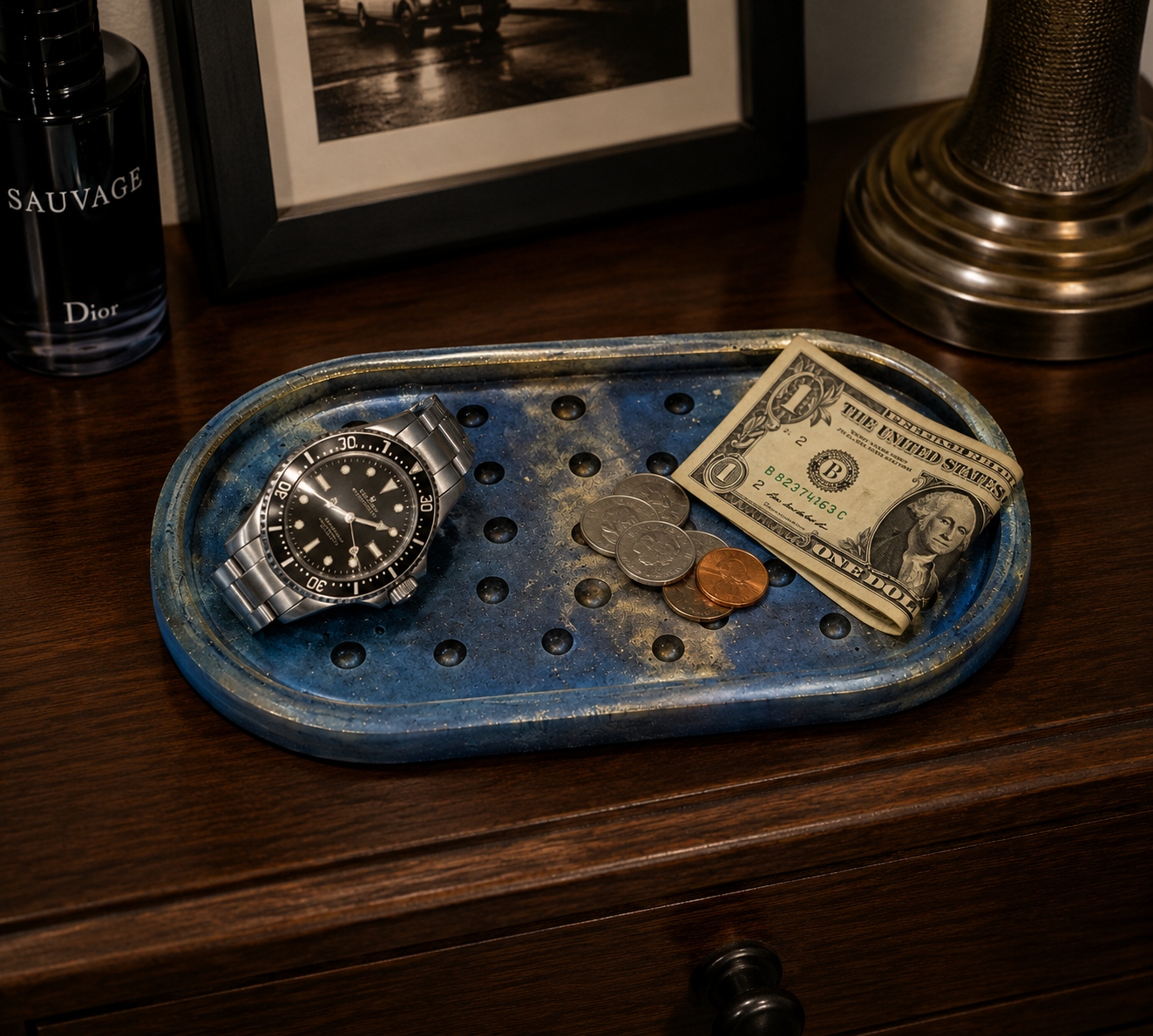 Midnight Aurora Resin Vanity Tray
